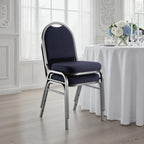 OEF Furnishings OEF9254-SV/2 Commercial-Grade Dome Back Banquet Stack Chair (Blue Fabric, Silver Powder-Coated Frame, 2-Pack)