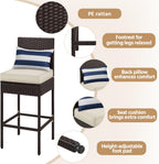 Yaheetech Set of 4 Patio Bar Stools, Outdoor PE Rattan Bar Height Chairs with Cushions & Footrests & Backrest for Indoor/Outdoor/Backyard/Porch, Max.Load 300Lb, Brown/Beige