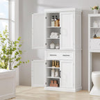 Topeakmart 72.5" Kitchen Pantry with Large Drawer, Wooden Pantry Cabinet Cupboard with Doors and Adjustable Shelves, Storage Cabinet Organizer for Kitchen, Dining Room, Living Room, White