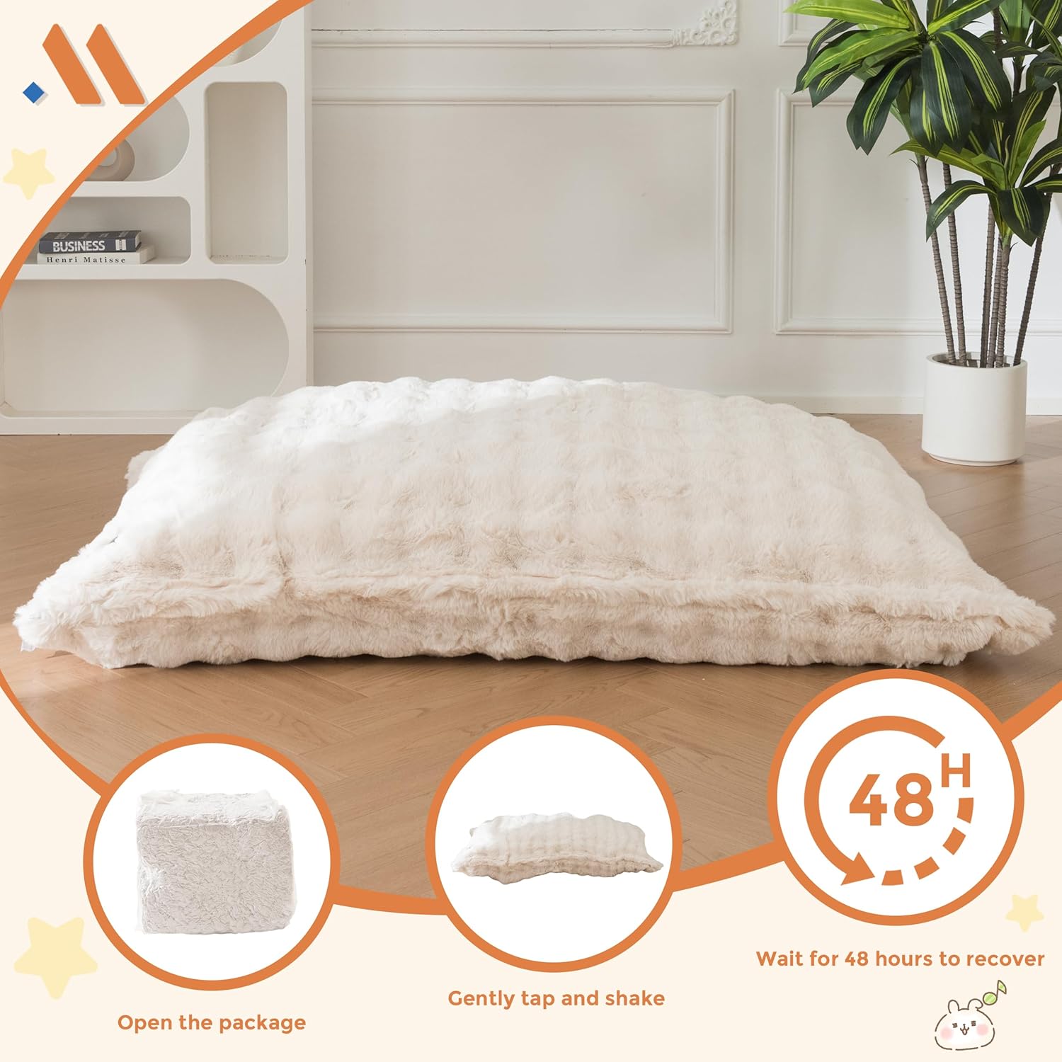 MAXYOYO 3 in 1 Kids Bean Bag Chair, Child Floor Sofa for Gaming, Reading, Convertible Bean Bag Floor Cushion with Machine Washable Cover for Living Room Bedroom, Beige