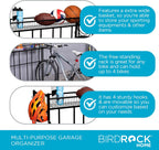 BIRDROCK HOME Bike Rack Garage Storage Floor Stand - Freestanding Organizer for Outdoor Yard - Upright Wall Mount for Scooters, Rakes, Motorcycles, Hoverboards, Gloves - Holds 4 Bicycle - Black