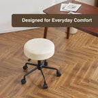 Heavy Duty Extra Wide Thick Cushion Seat Adjustable Height Swivel Rolling Stool for Clinic, Salon, Tattoo, Office, Bar and Home - NAIA 502 (Vanilla, Standard)
