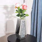 Crushed Diamond Mirror Vase Silver Flower Vases for Decor Bling Crystal Glass Vase for Room Decor, 12 Inches (Can Hold Water)