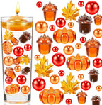 132Pcs Fall Vase Filler Faux Bead Pumpkin Maple Leaves Acorns Thanksgiving Vase Fillers for Centerpieces Thanksgiving Fall Table Party Decoration