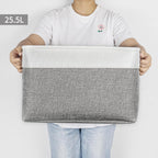 Bagnizer Storage Bins Large Fabric Storage Baskets for Shelves 3 Pack, Decorative Linen Closet Baskets with Handles for Organizing, Shelf, Clothes, Home, Office, 15x11x9.5Inches (Grey&White)