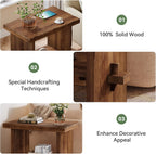 Solid Wood Side Table, 2-Tier End Table with Solid Base, Accent Furniture Bedside Nightstand Storage for Living Room and Bedroom, Small Spaces, Assembly Required