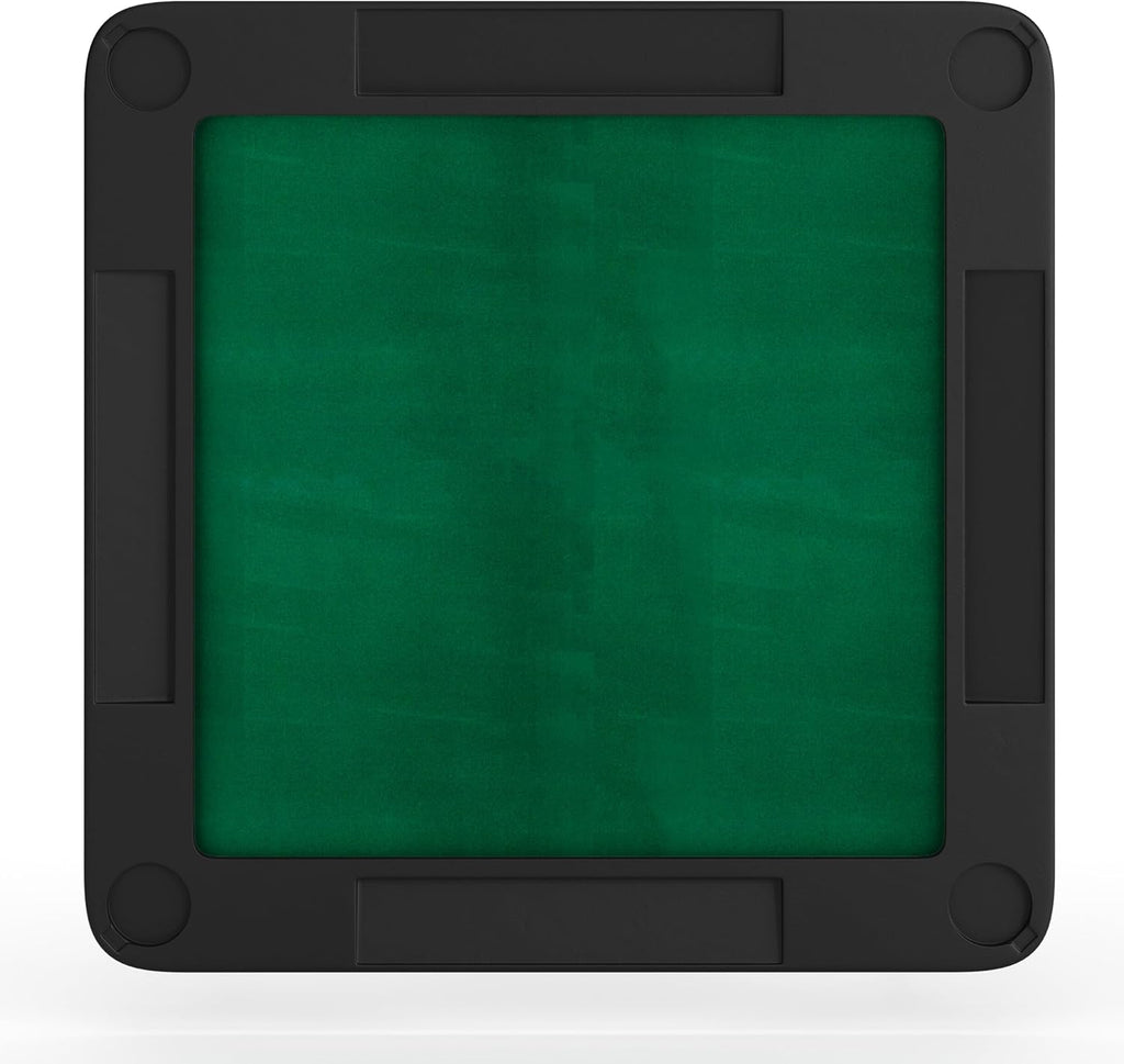 Flash Furniture Silas 34.5" Square Folding Card Table with Green Felt Playing Surface and Cup Holders, Portable Folding Game Table for 4 Players, Black/Green