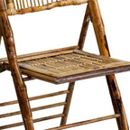 Flash Furniture Folding Bohemian Bamboo Chairs with Curved Backs, Modern Bamboo Folding Dining Chairs, 300 lb. Static Weight Capacity, Set of 2
