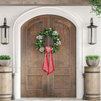 Wreath Sash for Front Door Red White Buffalo Plaid Cotton Wreath Satin Sash Garland Ribbon Accessories for Wreaths Yard Doorway Indoor Outdoor Bow Bridal Shower Home Decor,5.11 x 54.33