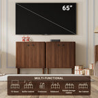 Fluted Sideboard Cabinet, Modern Buffet Cabinet, Small Storage Cabinet with Adjustable Shelves & Wood Legs, Accent Credenza Sideboard for Kitchen, Coffee Bar, Living Room, Entryway, Hallway