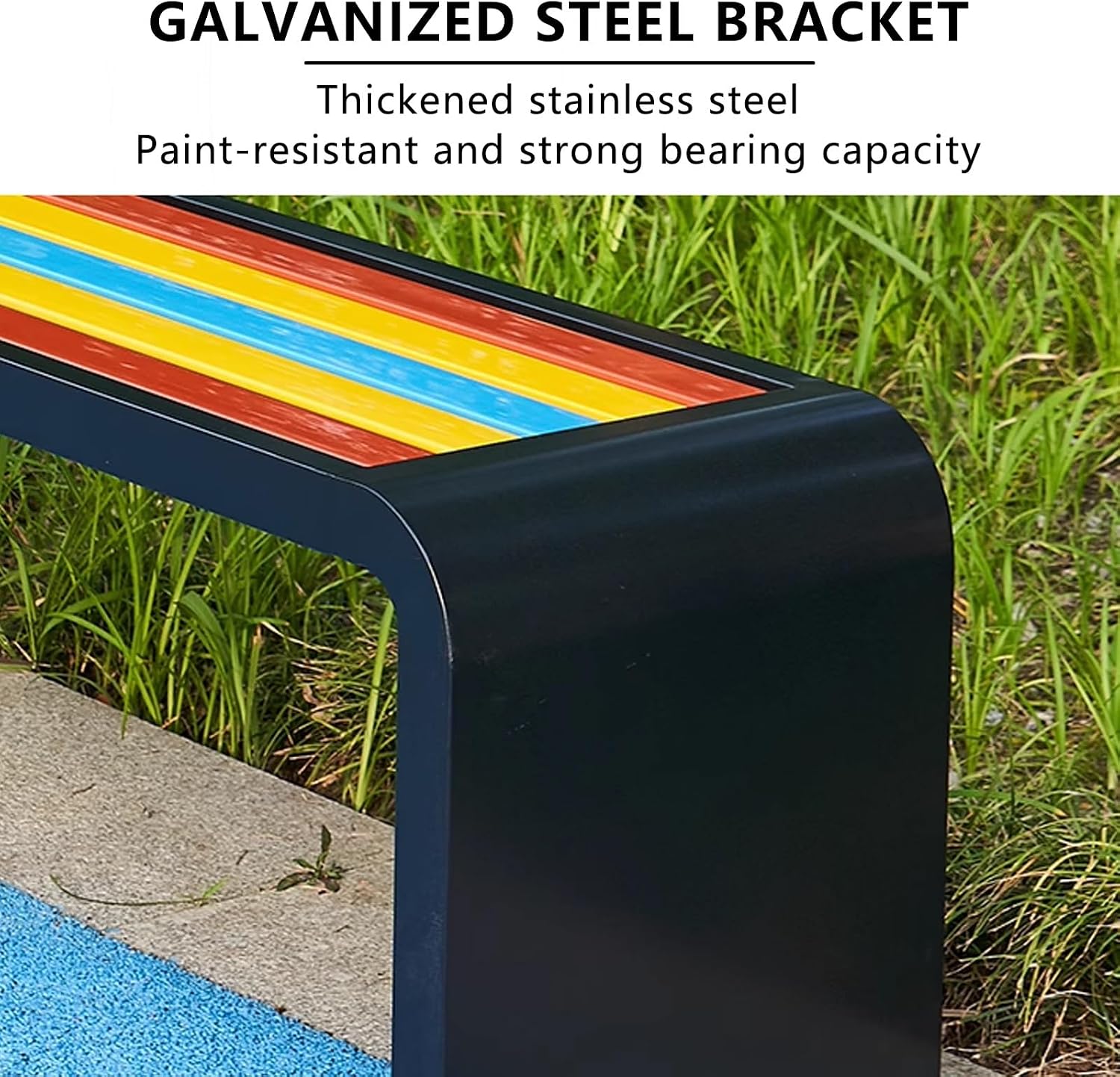 Outdoor Bench Weatherproof Clearance Garden Porch Bench Curved Backless Natural Design with Oiled Finish Never Deformation or Fade for Porch Pool Garden Lawn(Color Black,120cm/47in)