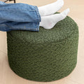 Round Pouf Ottoman 20 x 20 x 14 Inches Boho Poof Home Decor Floor Pouffe Ottoman Foot Rest for Couch Sofa Bean Bag Chairs Living Room Bedroom (Forest Green)