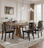 Farmhouse Dining Chairs Set of 6 – Solid Wood Rustic Kitchen Chairs with Spindle High Backrest and 17.3-Inch Wide Seat, French Country Style for Dining Room
