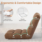 Floor Chair with Back Support Folding Chair with 6 Adjustable Position, Padded Sleeper Bed, Floor Gaming Chair, Meditation Chair, Gaming Floor Chairs for Adults (Country Rustic, Tan)