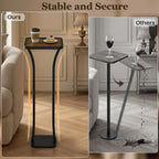 Small Square Side Table, Drink Table with Weighted Base, Solid Wood & Metal Accent Table for Small Spaces, Pedestal End Table for Living Room, Bedroom, Office(Black + Walnut)