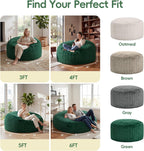 4FT Bean Bag Chair Large Beanbag Chairs for Adults with Memory Foam Removable Cover Luxurious Braided Fabric, Adult Bean Bag Chairs for Living Room Bedroom Gaming Dorm Office（Green,4FT-44"*44"*24"）