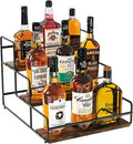 Nuovoware Liquor Bottle Display Shelf, 3 Step Wine Rack Countertop Liquor Shelf, Mini Bar Liquor Cabinet Kitchen Coffee Bar Shelf Stand for Whiskey, Black