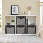 KAKAMAY 13x15x13 Inch Collapsible Fabric Storage Cubes, Grey 2-Pack with Wooden Handles, Cube Storage Bins for Kallax Shelf, Closet, Living Room, Bedroom, Nursery, Toys, Clothes, Blankets, Laundry