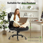 Office Chair, Big and Tall Executive Chairs with Lumbar Support for Back Pain, Breathable Desk Computer Chair with Adjustable Flip-up Armrests, Wide Cushion Swivel Home Office Chair Black PU