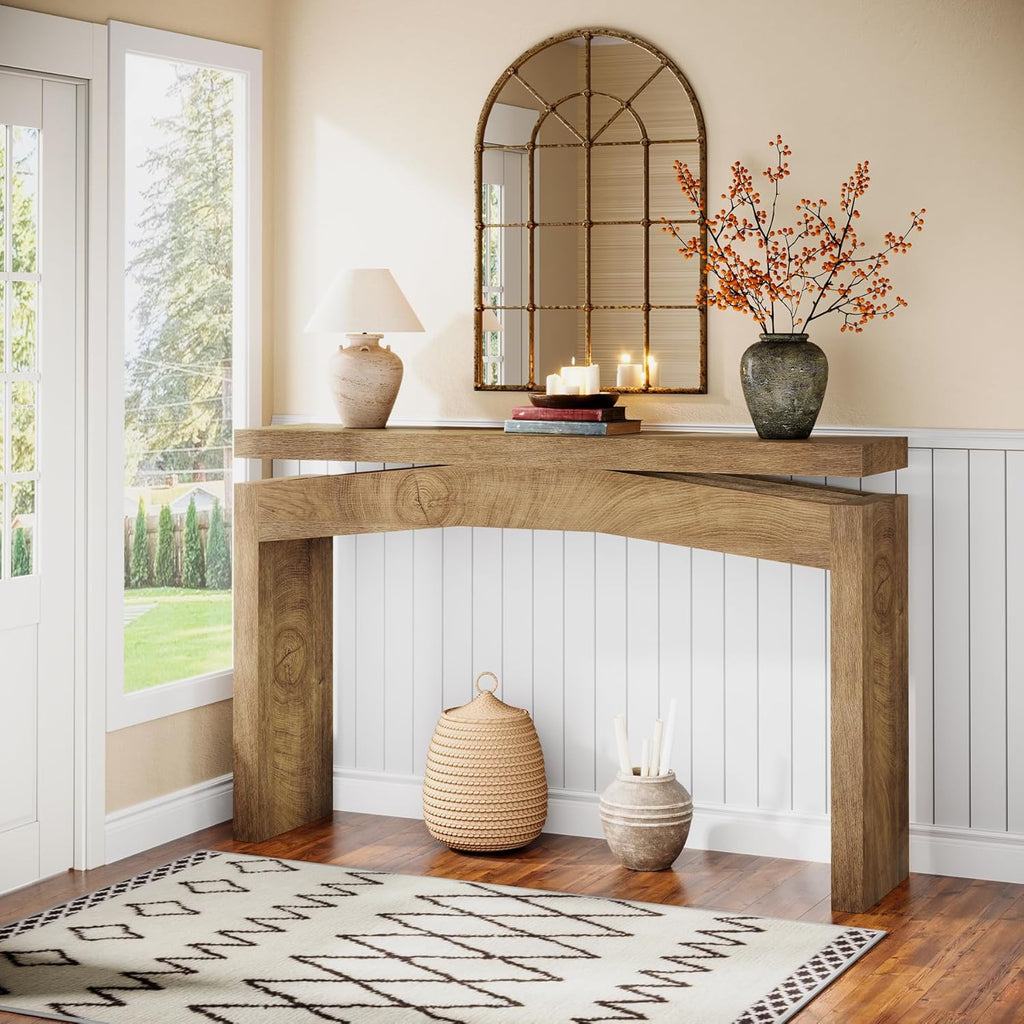 Celaform Console Tables for Entryway, 47.2 Inch Long Sofa Table with Storage, Farmhouse Wood Style Entry Table Behind Couch Table for Living Room, Entrance, Hallway (Light Brown)
