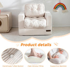 MAXYOYO Kids Bean Bag Chair, Upholstered Bean Bag Sofa Cloud Seat | Boneless Couch with Tufted Cushion & Pillows, Kids Sofa in A Box, No Assembly Required, Beige, Single