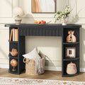 Hoctieon Fluted Console Table with Storage, Entryway Table with Side Storage Shelves, Narrow Sofa Tables Behind Couch, Hallway Tables for Living Room, Entrance, Foyer, Black