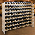 F2C Wood 96-Bottle Stackable Modular Wine Rack Wood Wine Cabinet Free Standing Wine Storage Organizer Display Shelf Wine Bottle Holder Kitchen Decor Classic Style, Wobble Free (96 Bottles)