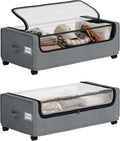Under Bed Storage, Tall Size Under Bed Storage With Wheels, Under bed Shoe Storage, Metal Frame, 90L Capacity, Storage Drawers for Bedroom