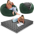 CordaRoy's Corduroy Bean Bag Chair, Convertible Chair Folds from Bean Bag to Lounger, As Seen on Shark Tank, Rainforest - Full Size