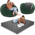 CordaRoy's Corduroy Bean Bag Chair, Convertible Chair Folds from Bean Bag to Lounger, As Seen on Shark Tank, Rainforest - Full Size