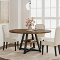 GarveeHome 47" Round Dining Table for 4-6 with Storage Shelf, Industrial Round Kitchen Table with Sturdy Metal Pedestal Base, Circle 4 Dinner Table for Dinner, Kitchen, Dining Room, Living Room