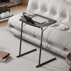 X TV Tray Table, Allpop Large TV Dinner Tray for Eating, Adjustable Folding Laptop Table with Book Stand, Cup Holder & Tablet Slot on Couch & Bed, Black