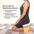 metaFox Meditation Bench | Foldable Bamboo Stool with Cushion and Carry Bag | for Your Mindfulness and Meditation Practice | Alternative to Meditation Cushion (Peach, Small)