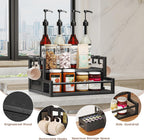 Homeiju Coffee Syrup Organizer Rack, 2-Tier Bottle Coffee Bar Accessories, Holder Stand with K Cup Storage Drawer for Coffee bar, Wine Rack, Storage Shelves for Syrup. (Black)