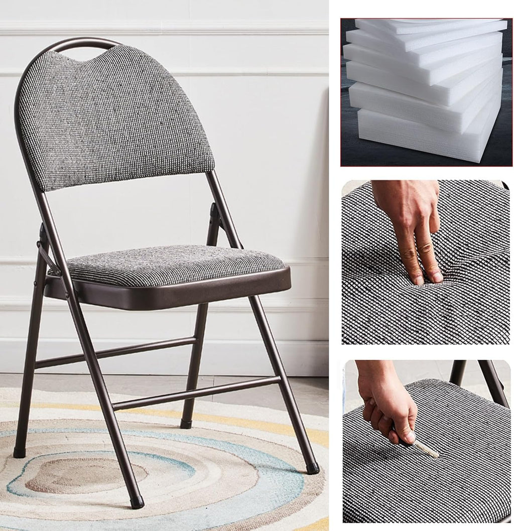 Foldable Chair-Metal Folding Chairs Stools -Portable Commercial Event Seat -Cloth Seats,Scratch Resistant,Ergonomic,42cm seat Height(Khaki)