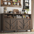 knoworld Buffet Sideboard with Storage Farmhouse with 4 Doors, 55'' Large Kitchen Storage Cabinet Wood Coffee Bar Cabinet Buffet Table with Shelves for Kitchen, Dining Room, Entryway (Brown, 55in)