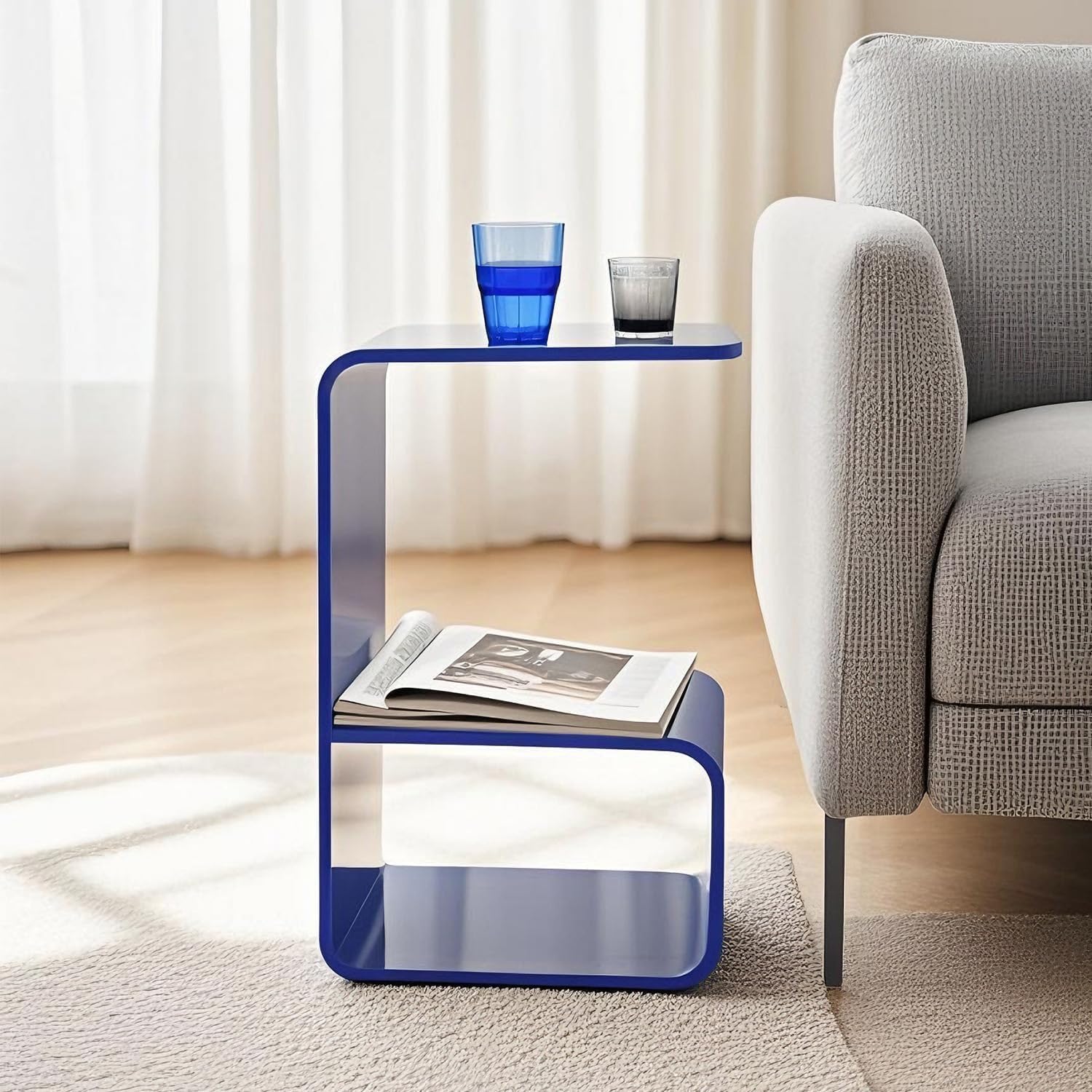 Acrylic End Table for Nightstand, 3 Tier Side Tables for Small Spaces, Bedside Table for Living Room, Bathroom, Office, Bathroom