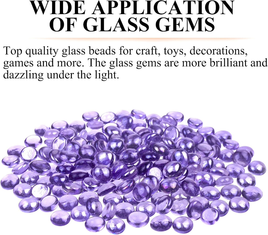 KINGOU Flat Glass Gems/Beads/Stones for Vase Filler, Table Scatter, Games - 1 Lbs (14-16mm, Approx. 5/8")