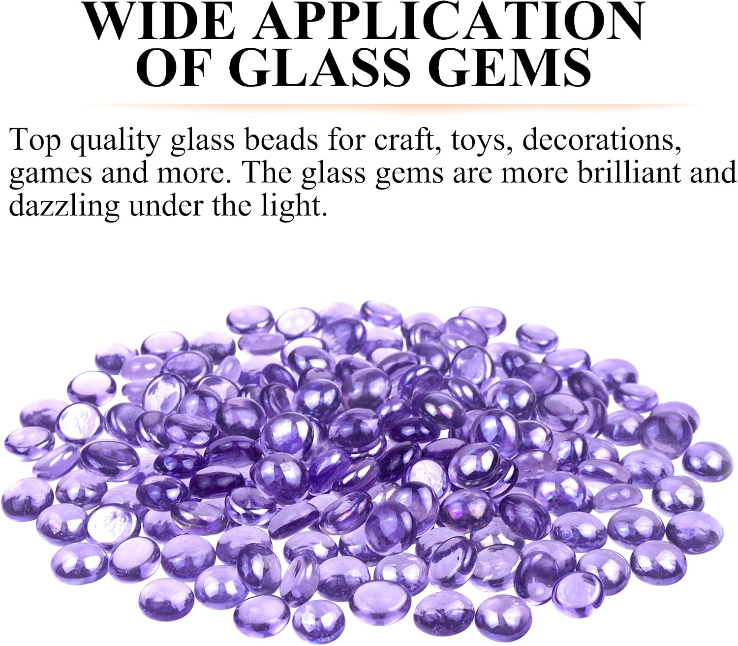 KINGOU Flat Glass Gems/Beads/Stones for Vase Filler, Table Scatter, Games - 1 Lbs (14-16mm, Approx. 5/8")