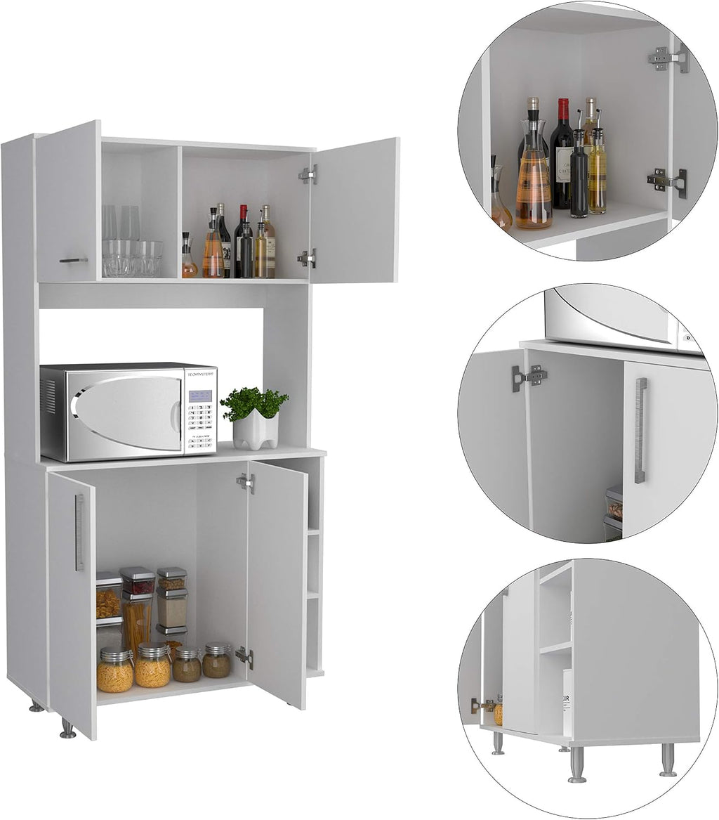 Kitchen Pantry Cabinet, 3 Shelves, Open Rack Storage, 37 Inch Countertop
