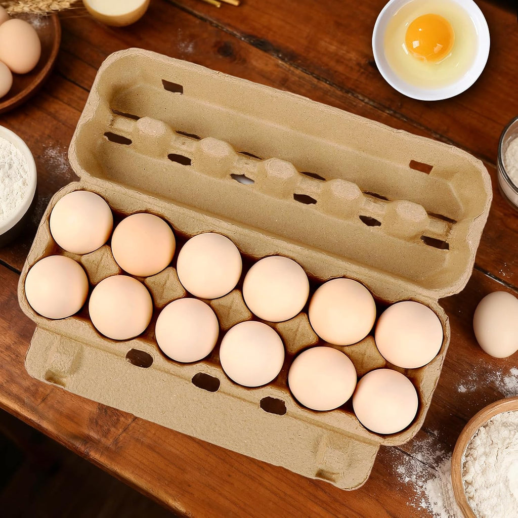 25-Pack Empty Egg Cartons 12 Count,Natural Paper Pulp Egg Cartons Bulk for Fresh Eggs Storage,Reusable Cardboard Eggs Holder for Farm, Kitchen, Organizing & Transport