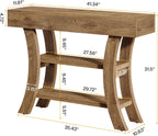 Tribesigns 41" Small Console Table for Entryway, 3-Tier Narrow Rustic Sofa Table with Storage Shelves and Curved Frame for Living Room, Entry, Hallway, Foyer (Oak Brown)