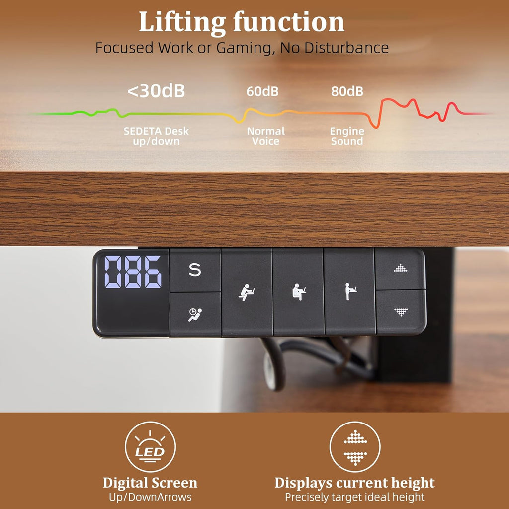 Electric Standing Desk with Drawers, 55" Office Desk Height Adjustable Executive Desk with Storage Shelves, Simple Setup Wood Desk Home Office Stand up Desk for Work, Study, Writing, Walnut