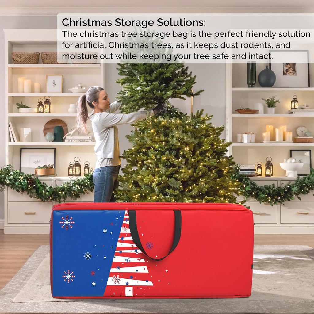 Extra Large Heavy Duty Storage Bag, Waterproof 600D Oxford Christmas Tree Storage Bag with Reinforced Handles, Dual Zippers, Moving Bags for Home, College Dorm, Camping, Seasonal Decor -Space Saving