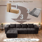 119" Boneless Couch, Cloud Sectional Couch with Deep Seat, High-Density Memory Foam and Chaise, Sectional L Shaped Sofa, Boneless Couches for Living Room, No Assembly Required Tufted Sofa, Dark Grey