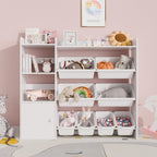 Xilingol Kids Toy Storage Organizer, 4-Tier Toy Organizers W/8 Removable Storage Bins, Kid Bookshelf and Toy Storage for Study Room, Bedroom, Kids Room, Classroom, Nursery