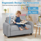 HONEY JOY Toddler Couch, Children Loveseat Sofa Armchair w/Wooden Frame, Teddy Fleece, Flexible Seating for Daycare, Preschool, Playroom, Upholstered Reading Couch, Kids Chair for Boys Girls (Gray)
