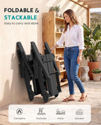 SERWALL Folding Adirondack Chair Set of 2, Adjustable Adirondack Chair with 3 Recline Positions, All Weather HDPE Outdoor Adirondack with Cup Holders, Black