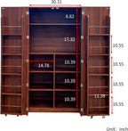 62.8" Tall Freestanding Kitchen Pantry Cabinet Farmhouse Buffet Cupboard Sideboard with Refrigerator-Style Door Storage Doors Walnut for Living Room Dining Room