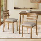 SIMTONAL 4-Piece Farmhouse Dining Set, Wooden Table with 2 Chairs, Bench Seat, Mid-Century Modern Wooden Table & Upholstered Chair Set for Home, Kitchen, Dining Room, Solidwood Legs